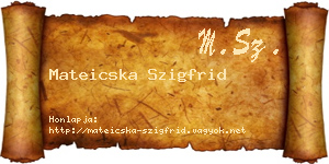 Mateicska Szigfrid névjegykártya